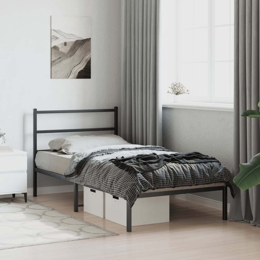 Sengeramme i metall med hodegavl svart 100x190 cm