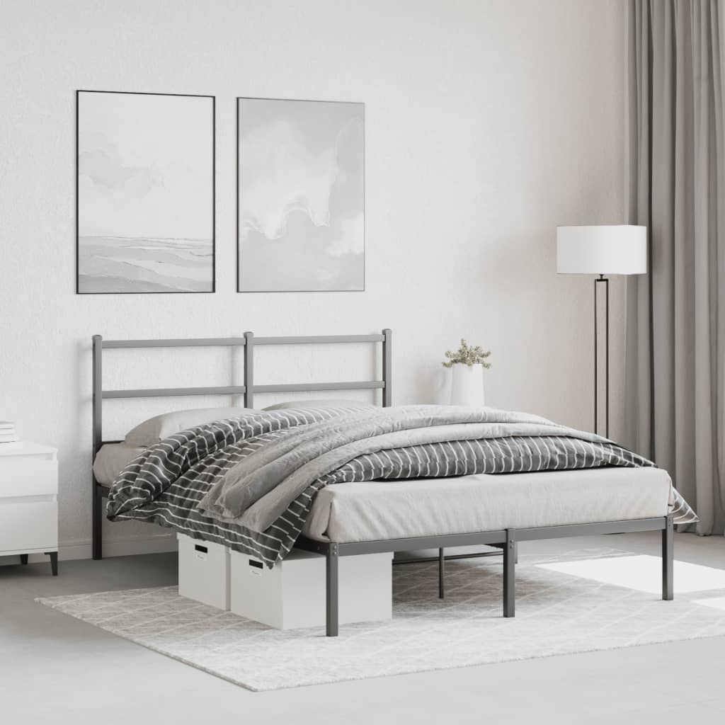 Sengeramme i metall med hodegavl svart 140x190 cm
