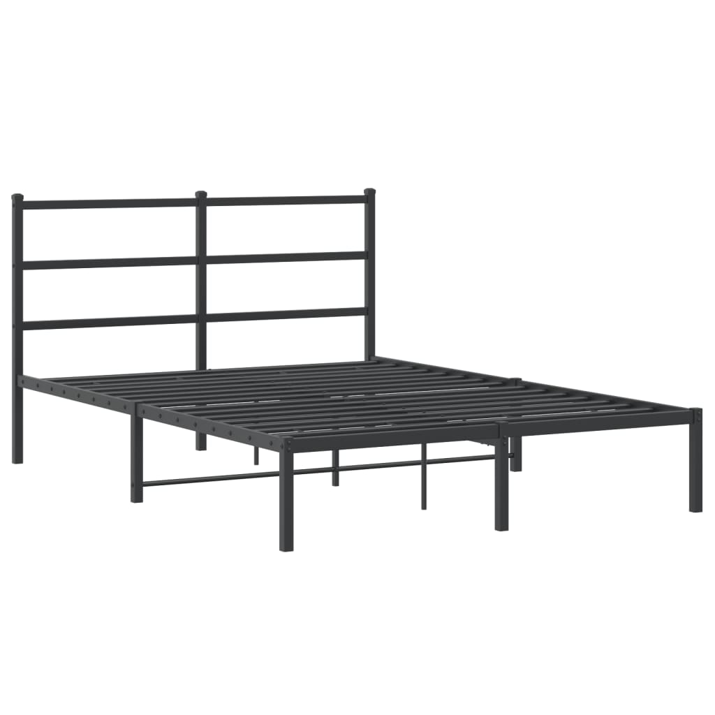 Sengeramme i metall med sengegavl svart 140x200 cm