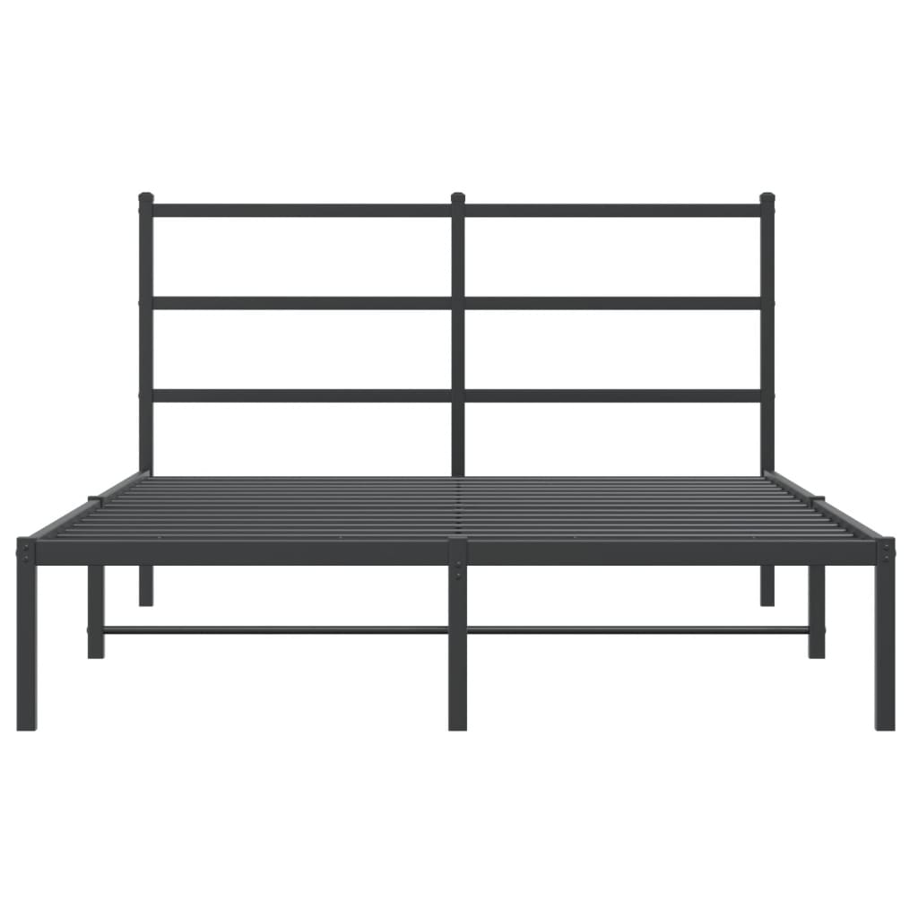 Sengeramme i metall med sengegavl svart 140x200 cm