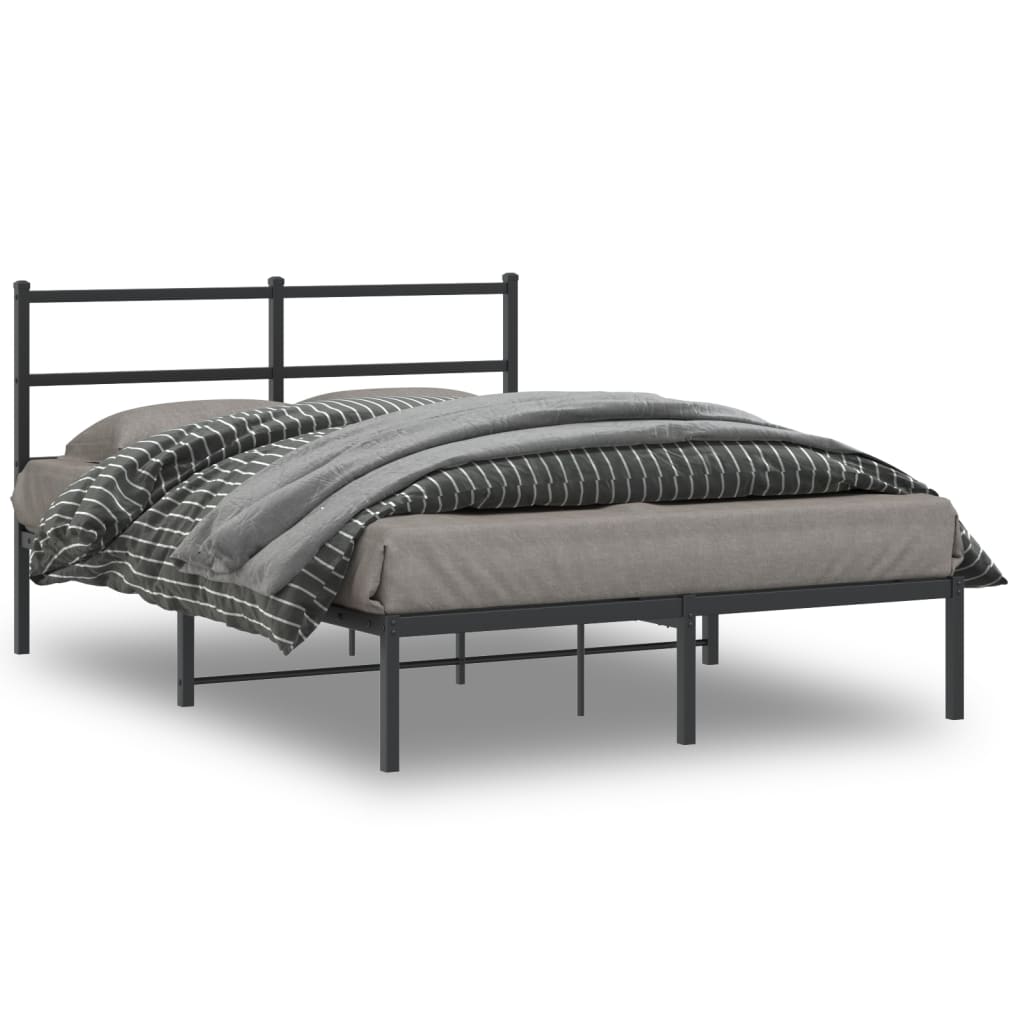 Sengeramme i metall med sengegavl svart 140x200 cm
