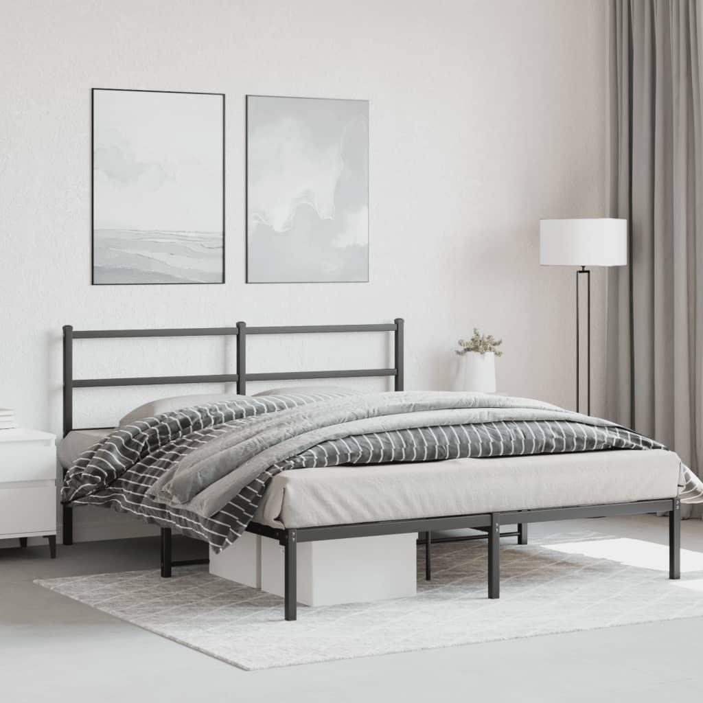 Sengeramme i metall med hodegavl svart 160x200 cm