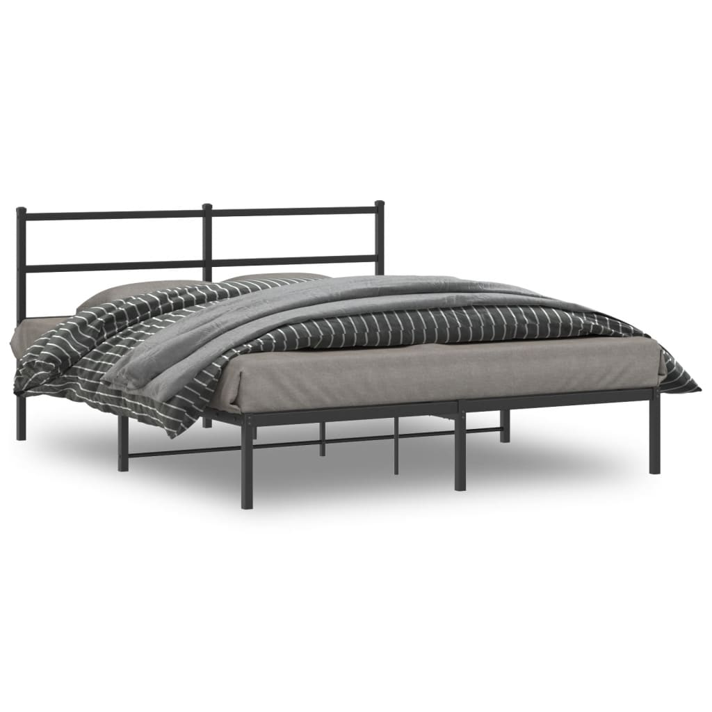 Sengeramme i metall med hodegavl svart 160x200 cm