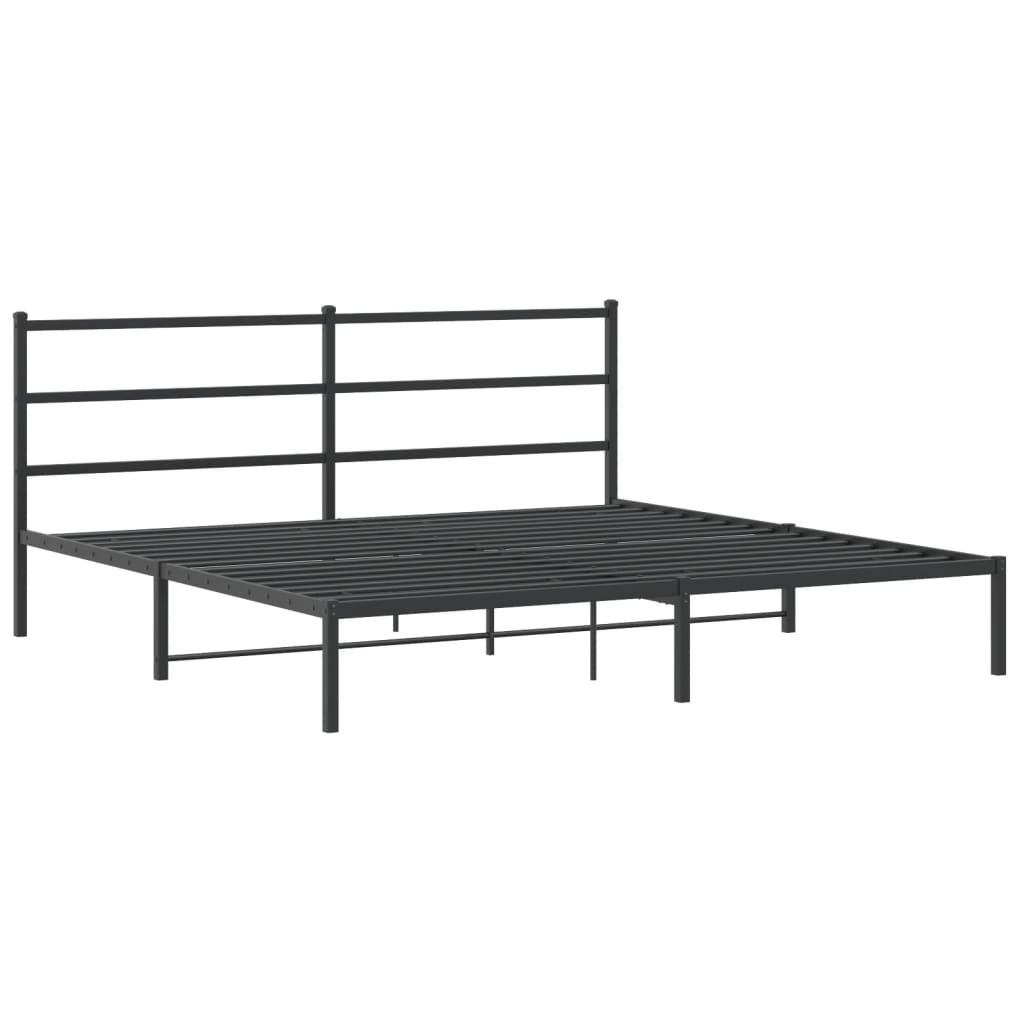 Sengeramme i metall med sengegavl svart 183x213 cm