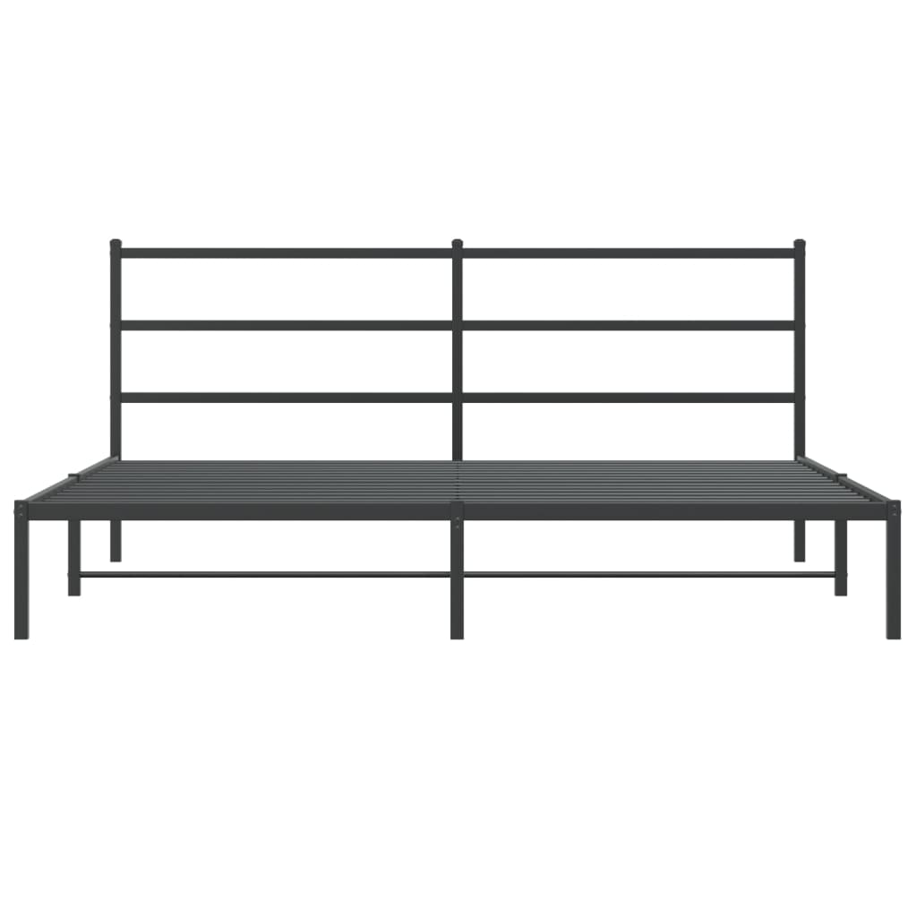 Sengeramme i metall med sengegavl svart 183x213 cm