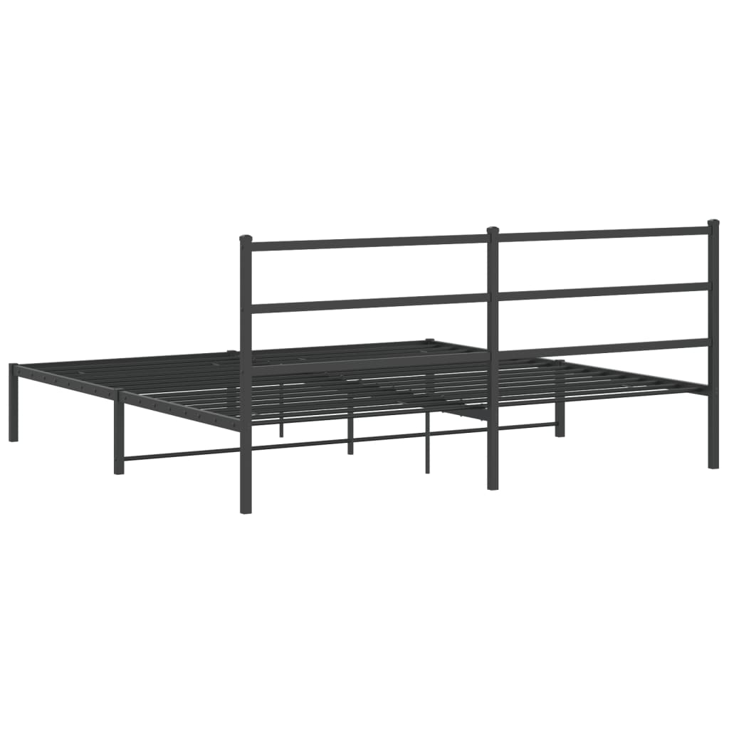Sengeramme i metall med sengegavl svart 183x213 cm