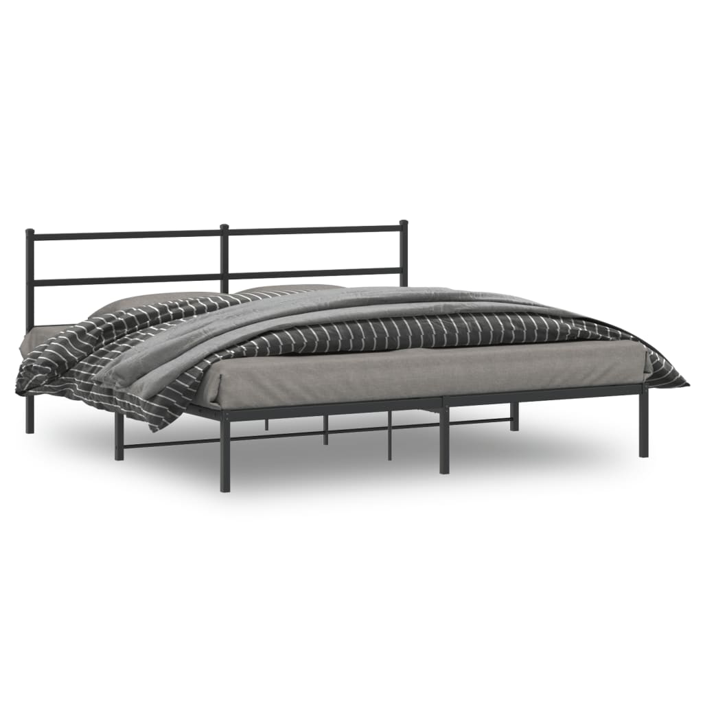 Sengeramme i metall med sengegavl svart 183x213 cm