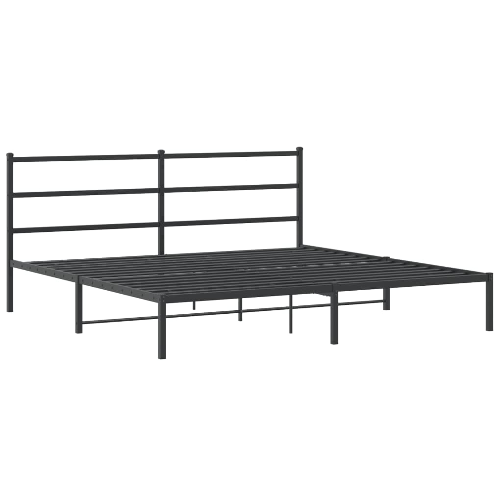 Sengeramme i metall med sengegavl svart 193x203 cm