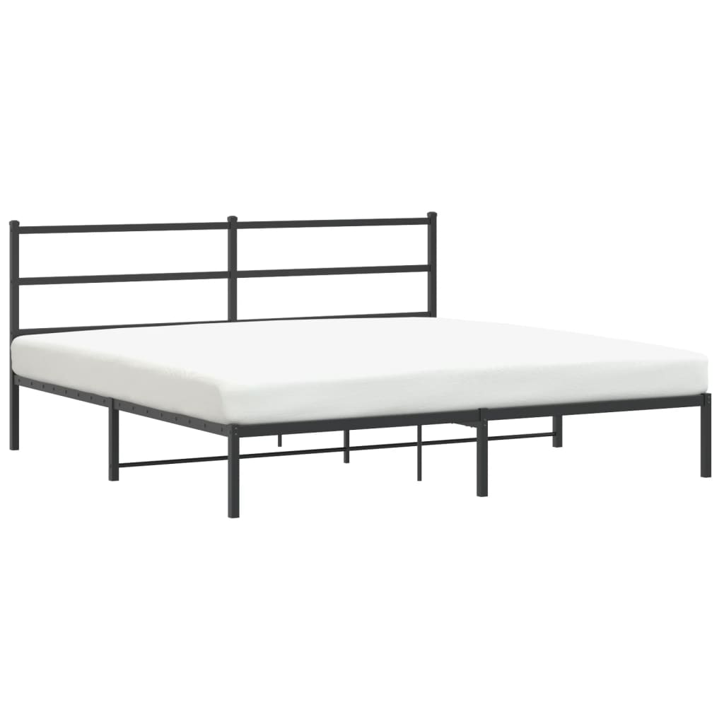 Sengeramme i metall med sengegavl svart 200x200 cm