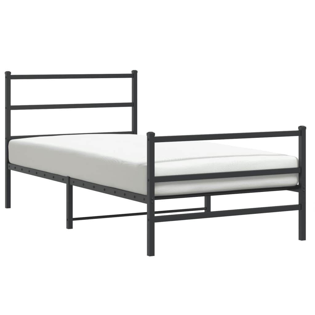 Sengeramme i metall med hode- og fotgavl svart 100x190 cm