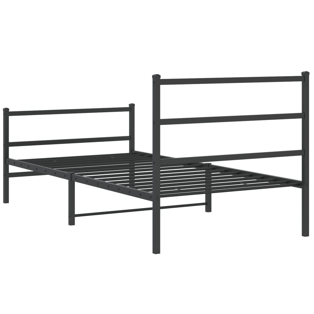 Sengeramme i metall med hode- og fotgavl svart 100x190 cm