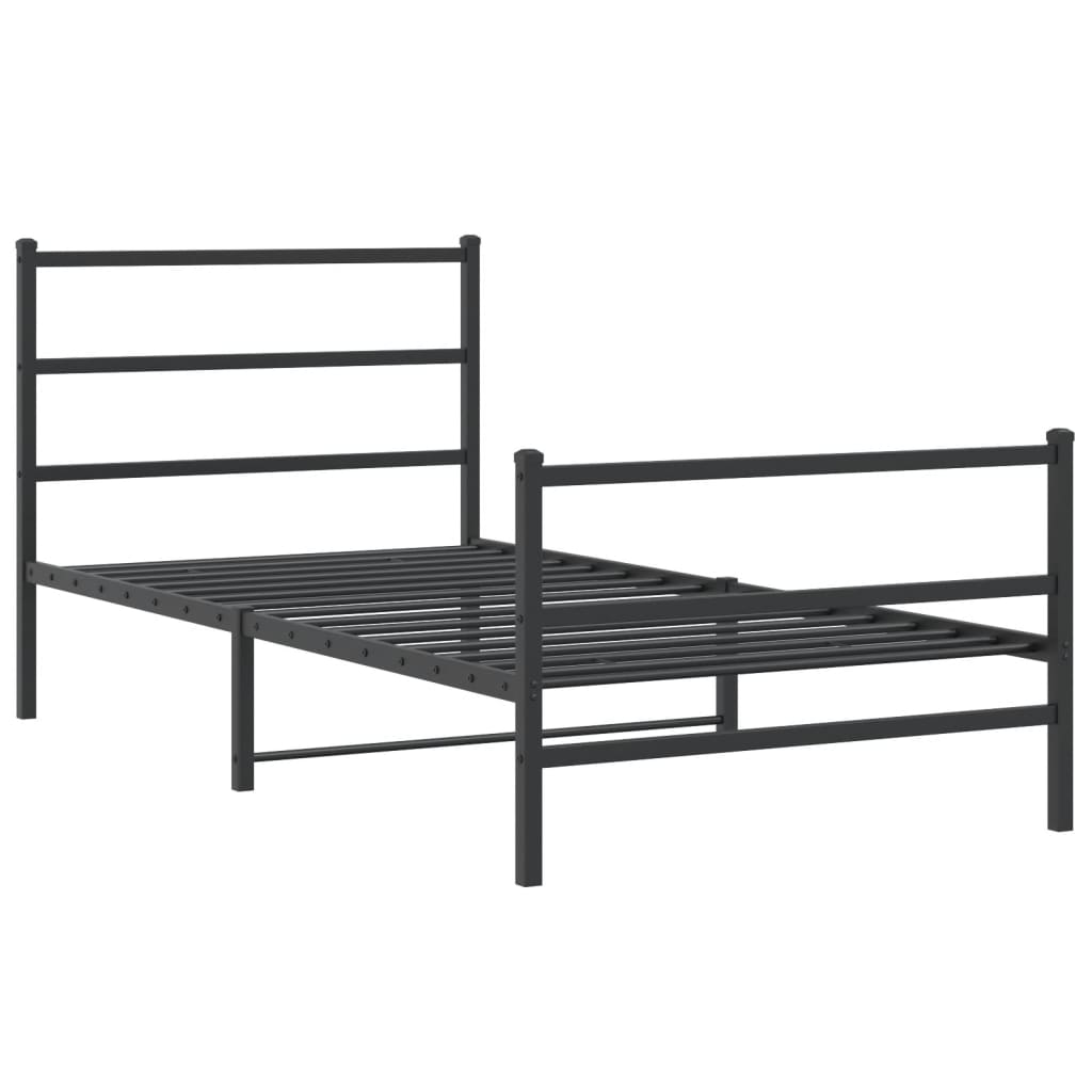 Sengeramme i metall med hode- og fotgavl svart 100x200 cm