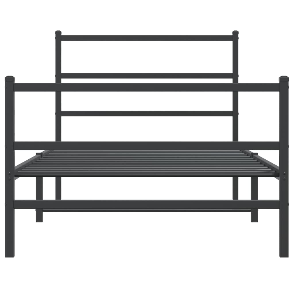Sengeramme i metall med hode- og fotgavl svart 100x200 cm