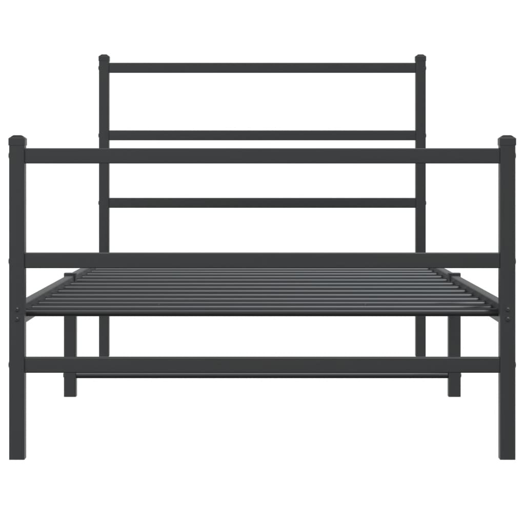 Sengeramme i metall med hode- og fotgavl svart 107x203 cm