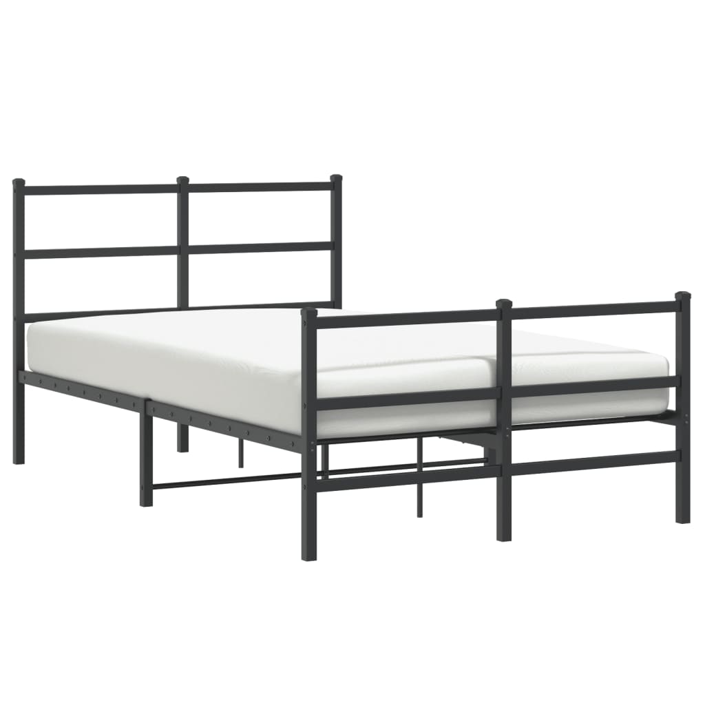 Sengeramme i metall med hode- og fotgavl svart 120x200 cm