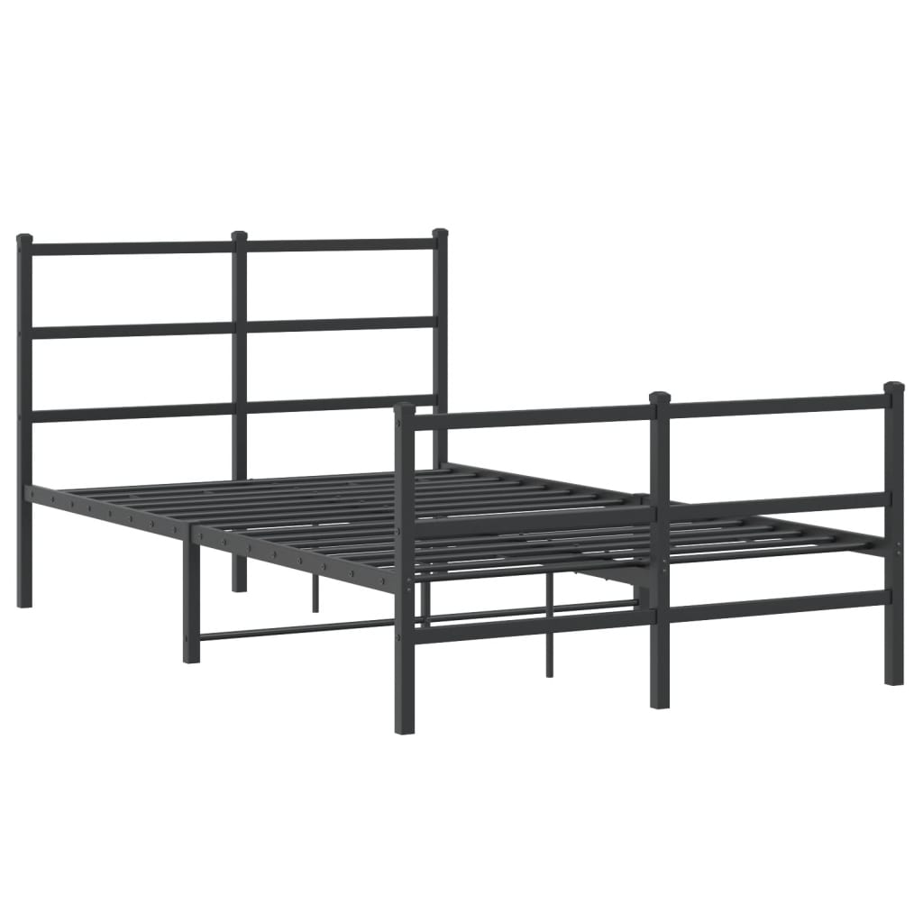 Sengeramme i metall med hode- og fotgavl svart 120x200 cm