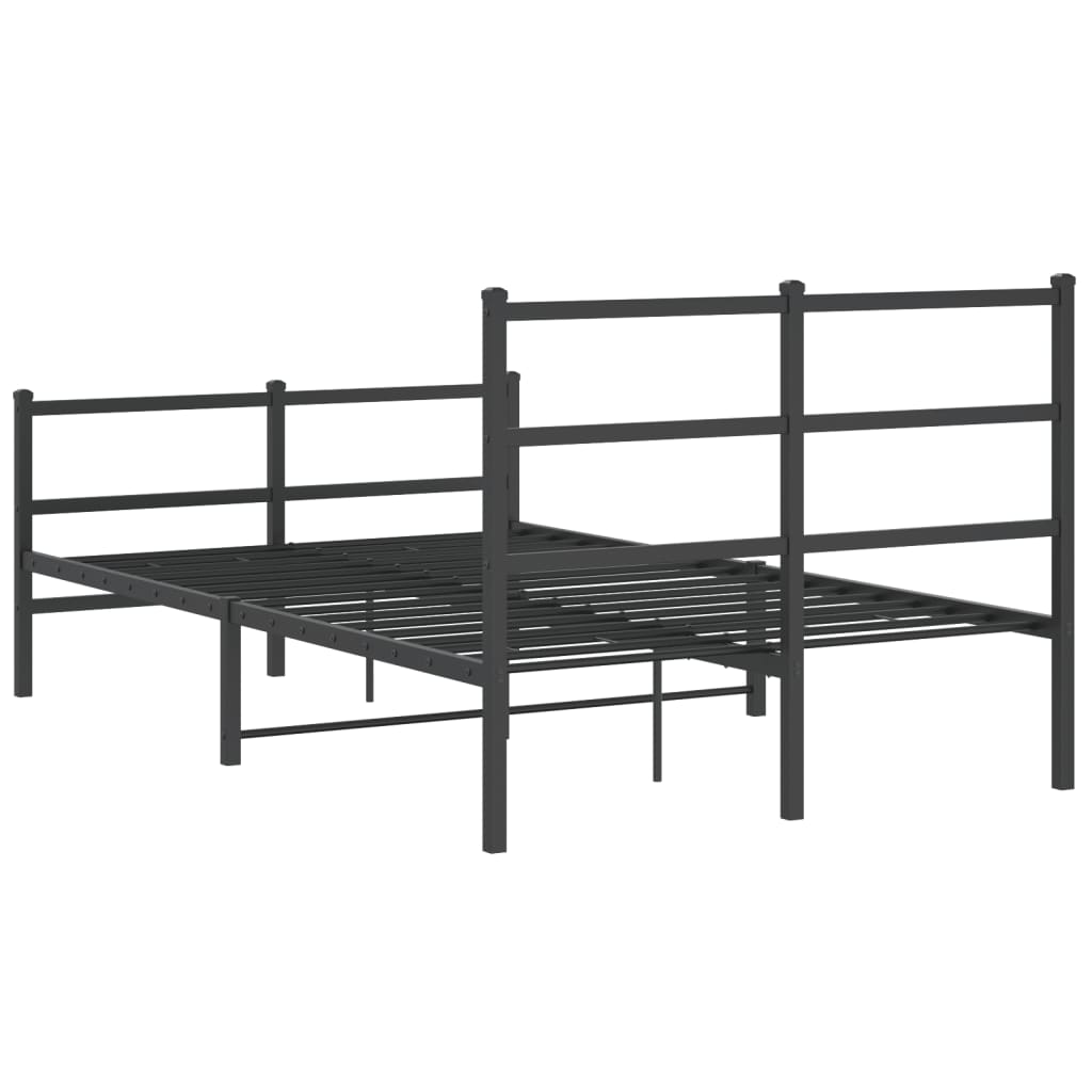 Sengeramme i metall med hode- og fotgavl svart 120x200 cm