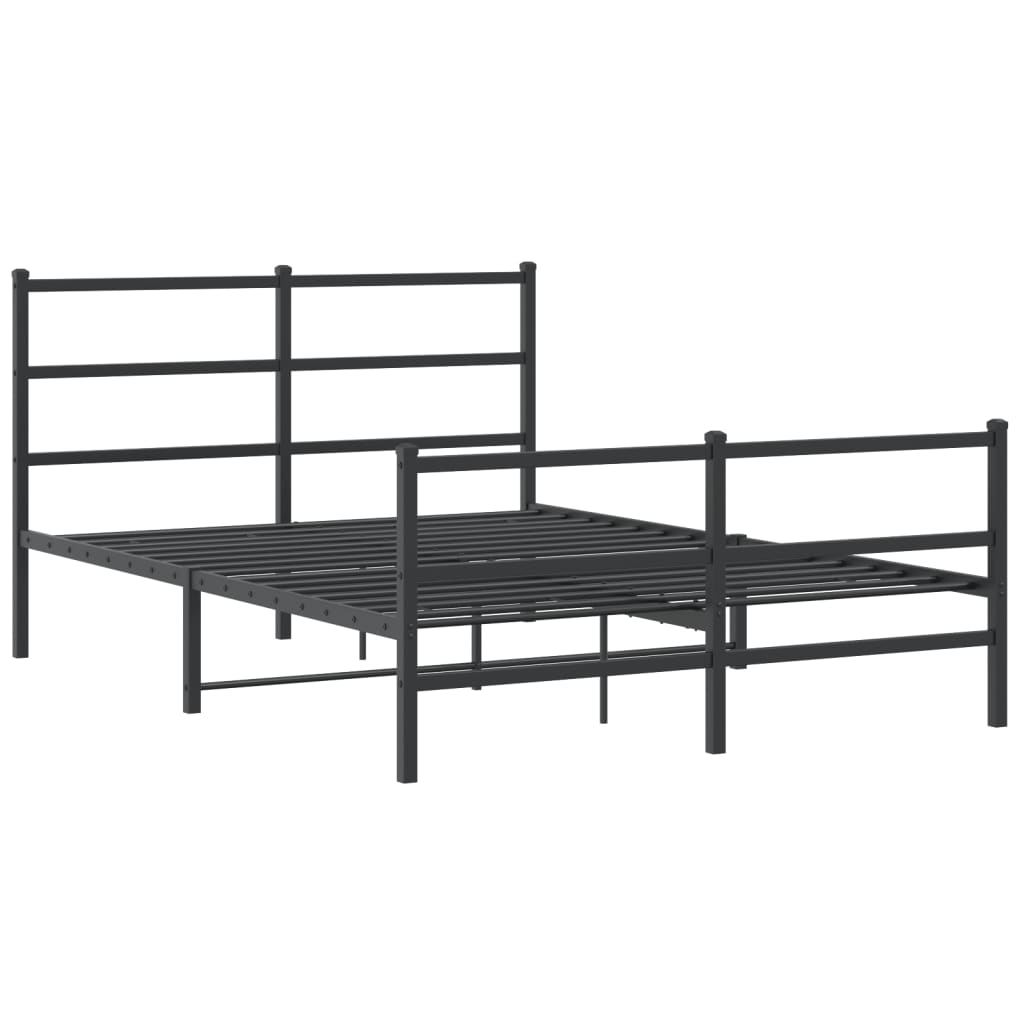 Sengeramme i metall med hode- og fotgavl svart 135x190 cm
