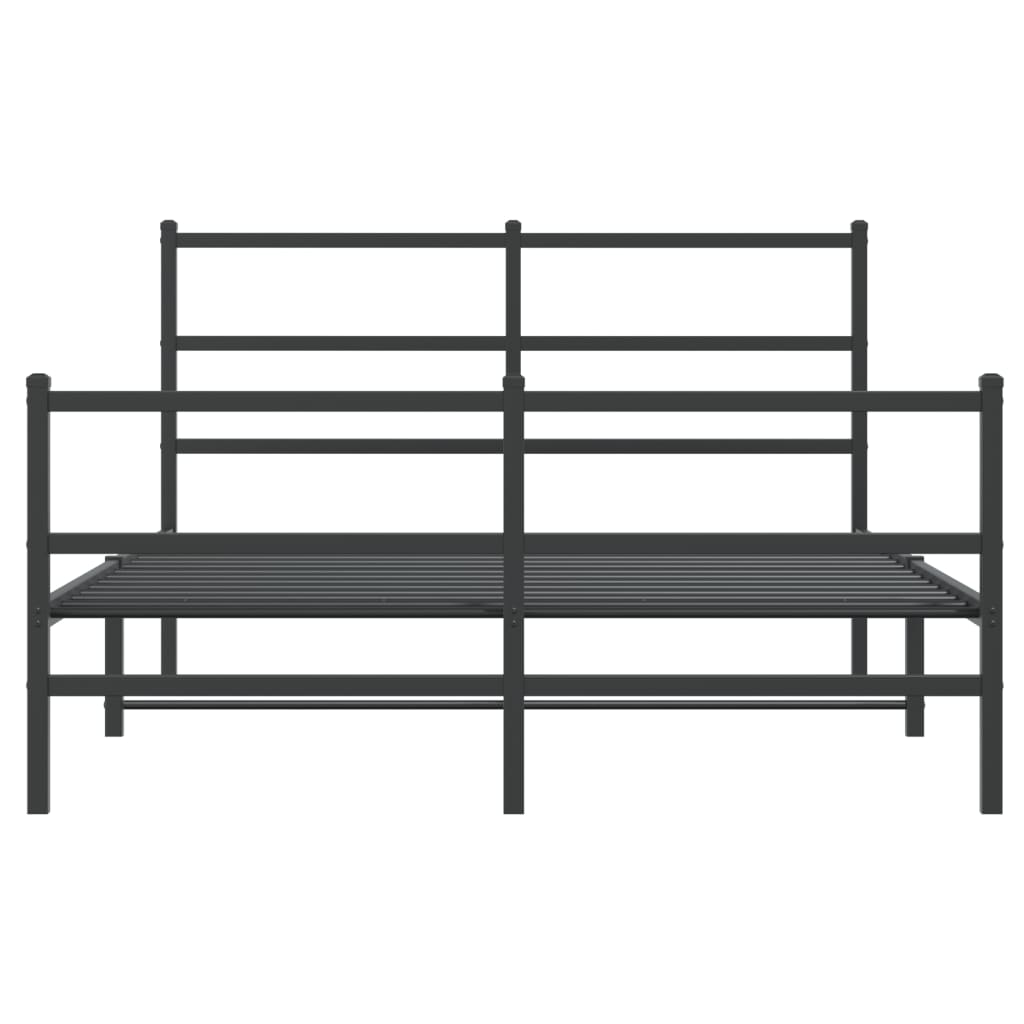 Sengeramme i metall med hode- og fotgavl svart 135x190 cm