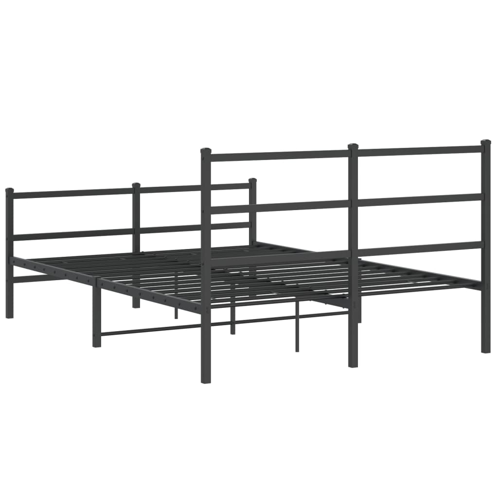 Sengeramme i metall med hode- og fotgavl svart 135x190 cm