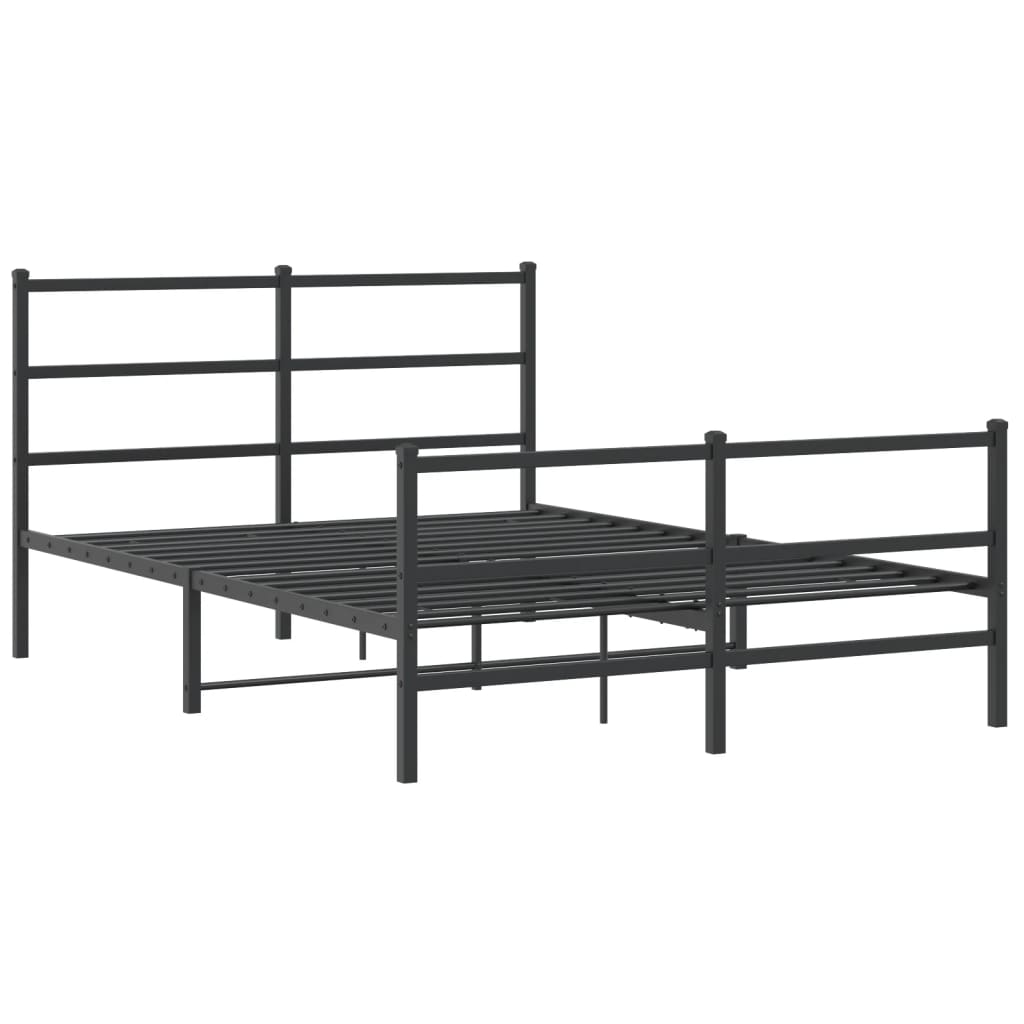 Sengeramme i metall med hode- og fotgavl svart 140x190 cm