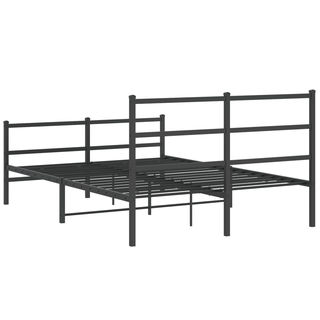 Sengeramme i metall med hode- og fotgavl svart 140x190 cm