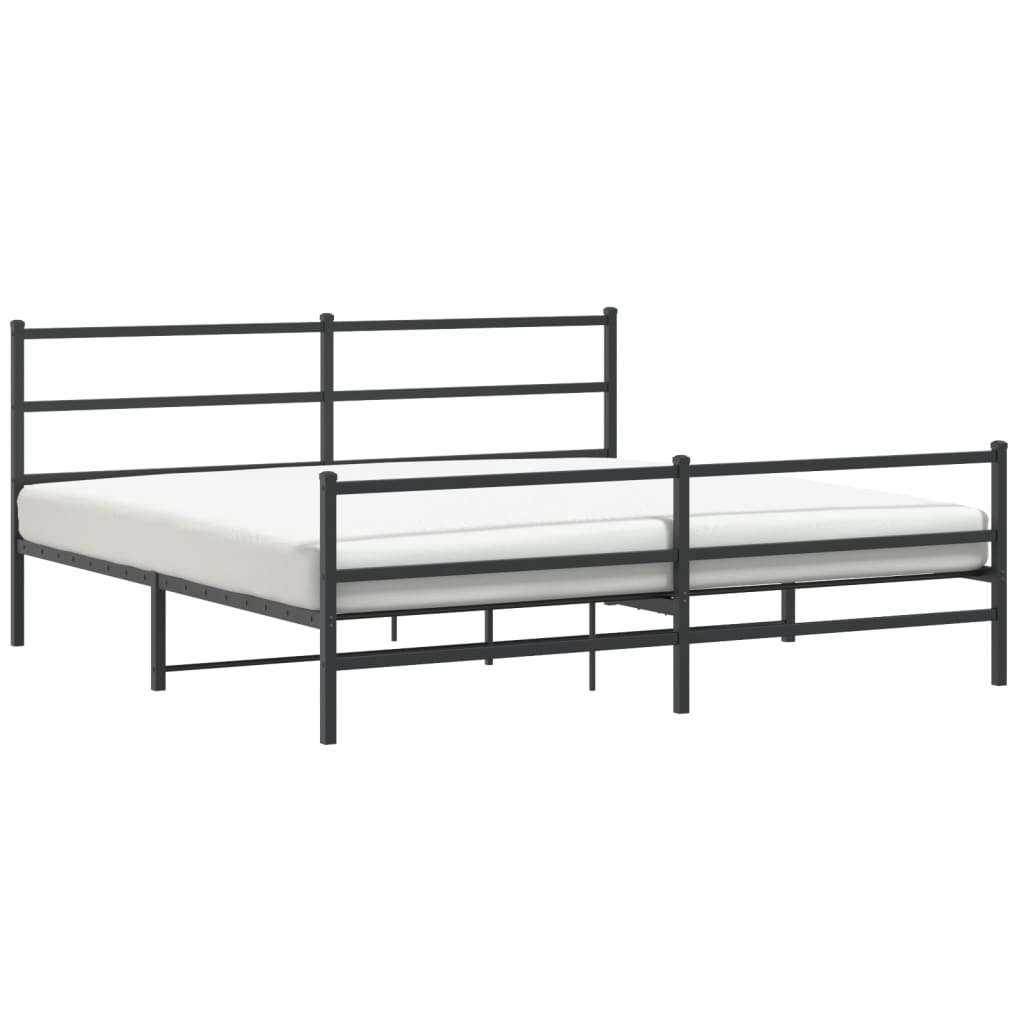 Sengeramme i metall med hode- og fotgavl svart 183x213 cm