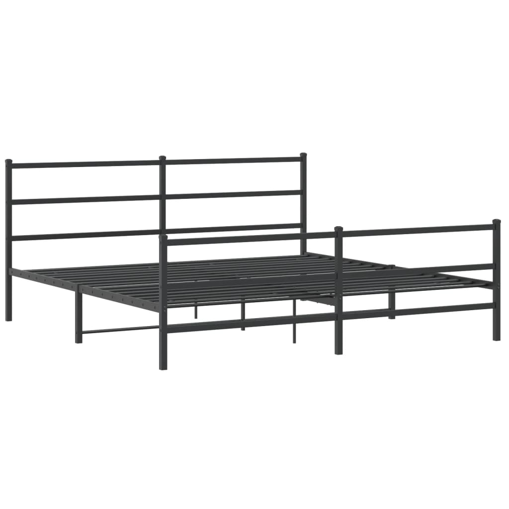Sengeramme i metall med hode- og fotgavl svart 183x213 cm