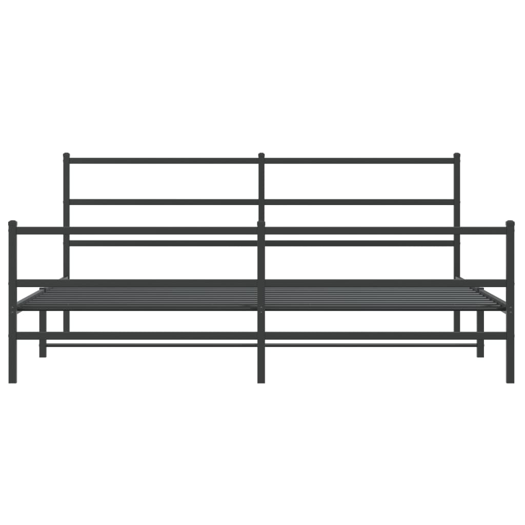 Sengeramme i metall med hode- og fotgavl svart 183x213 cm
