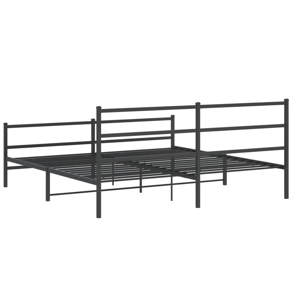 Sengeramme i metall med hode- og fotgavl svart 183x213 cm