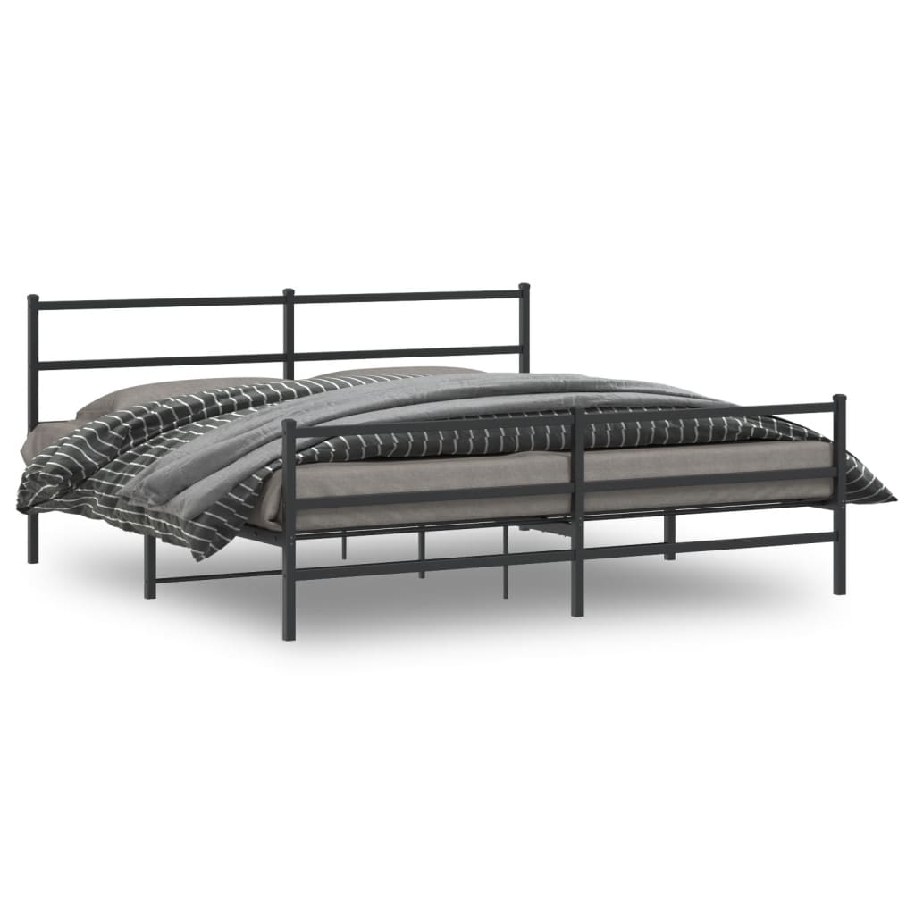Sengeramme i metall med hode- og fotgavl svart 183x213 cm