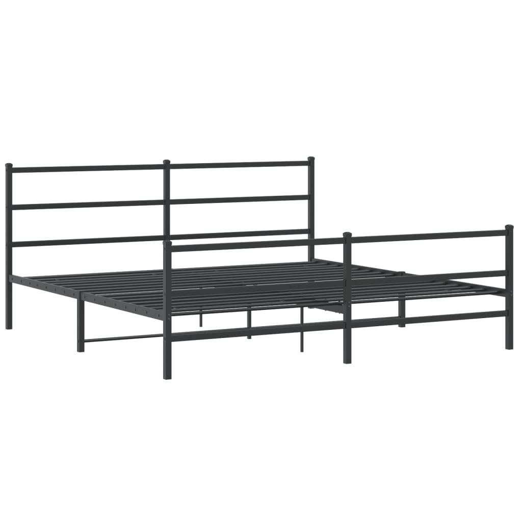 Sengeramme i metall med hode- og fotgavl svart 193x203 cm