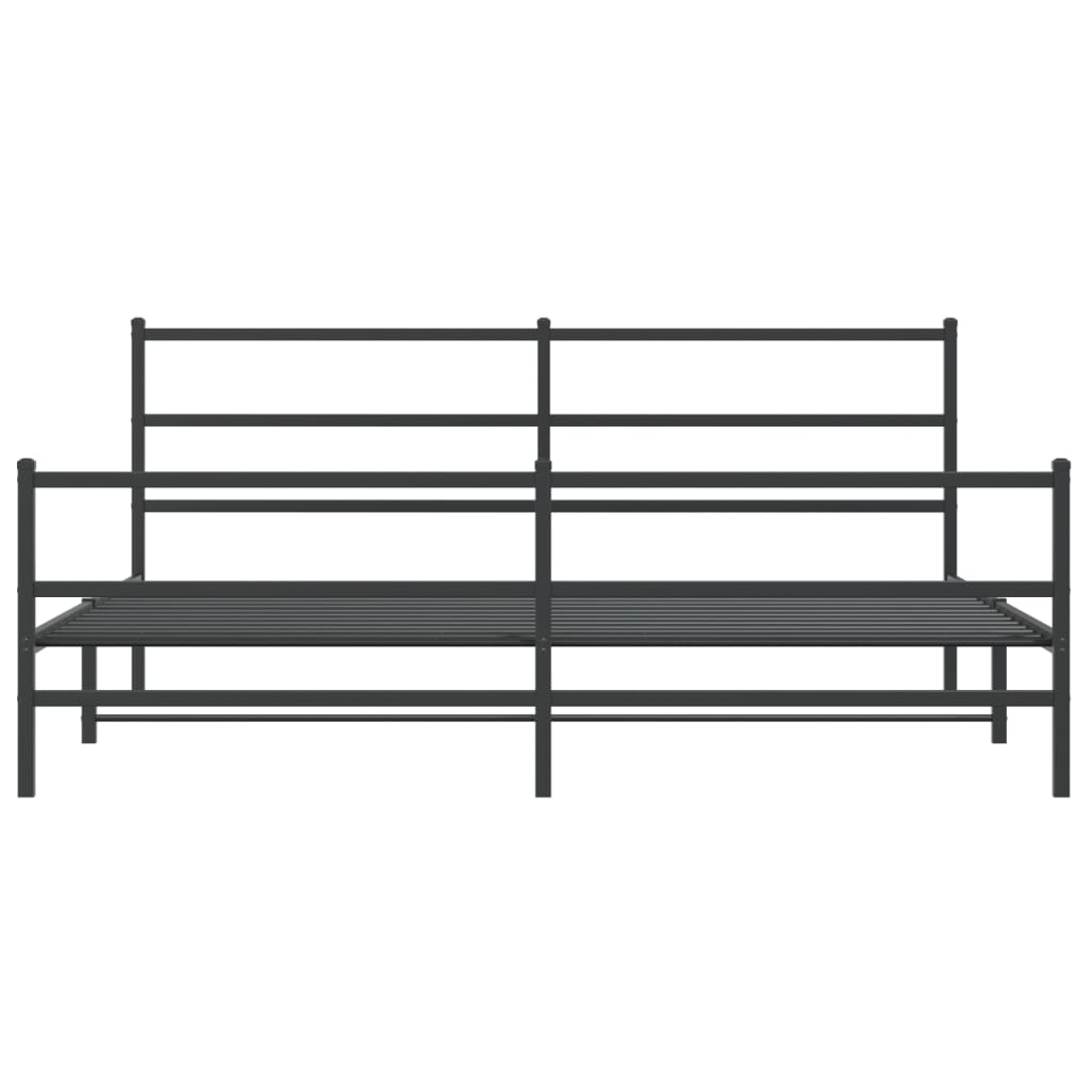 Sengeramme i metall med hode- og fotgavl svart 193x203 cm