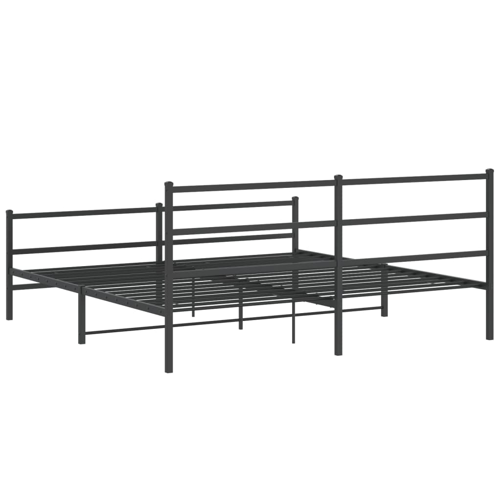 Sengeramme i metall med hode- og fotgavl svart 193x203 cm