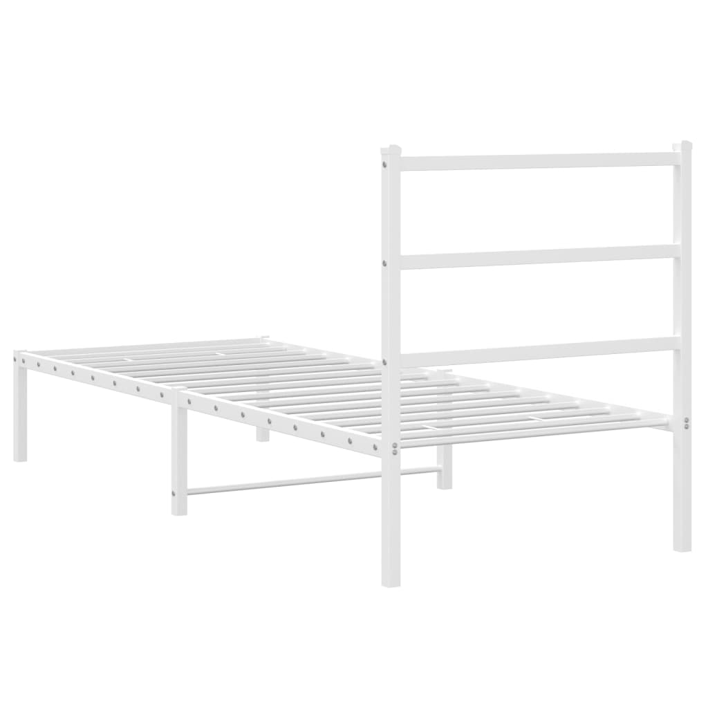 Sengeramme i metall med hodegavl hvit 80x200 cm
