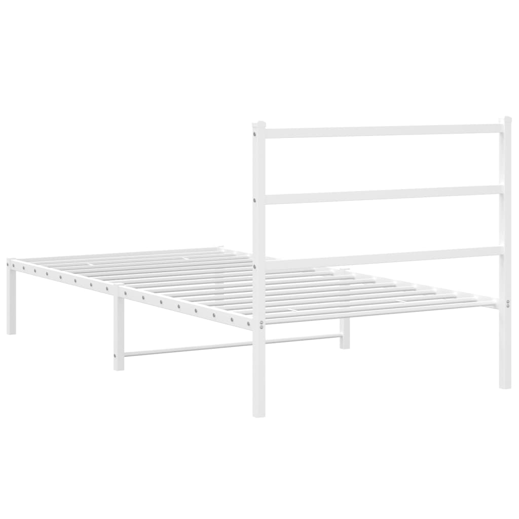Sengeramme i metall med hodegavl hvit 100x200 cm