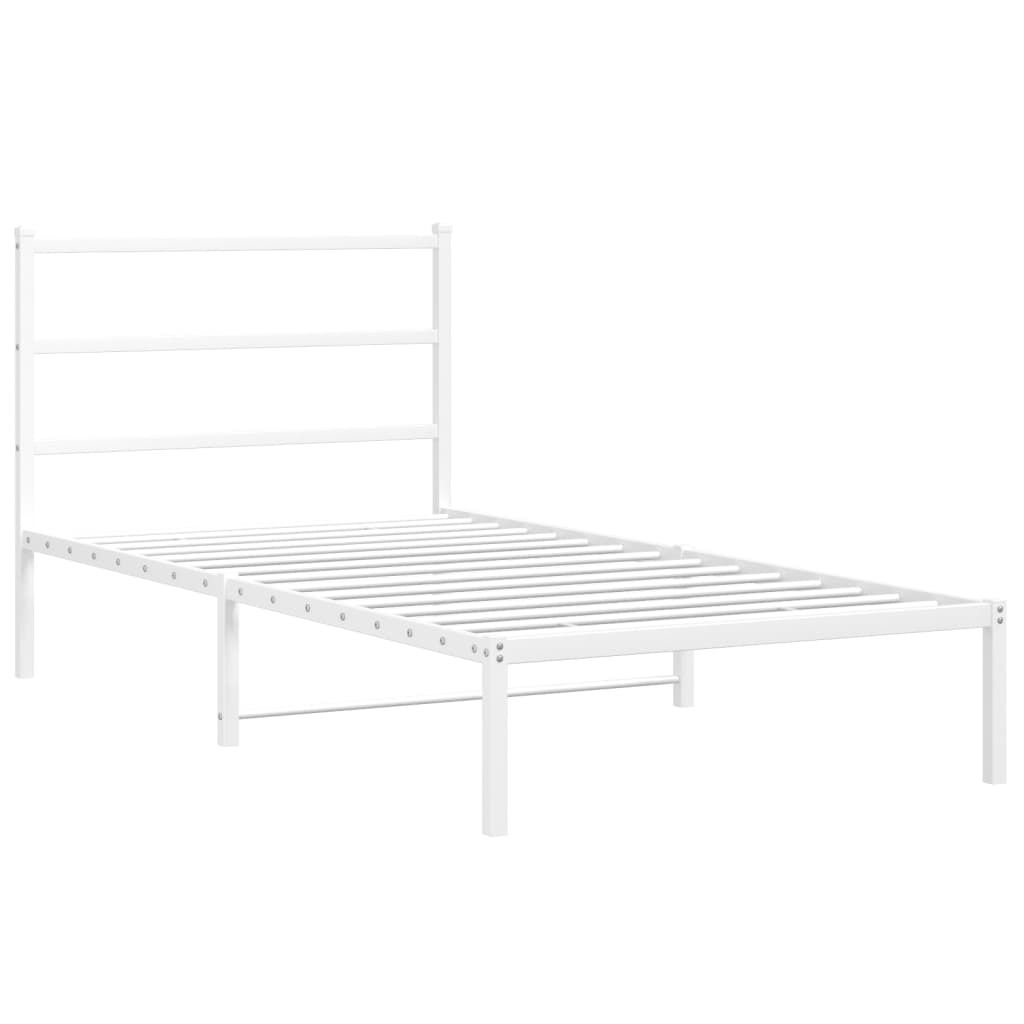 Sengeramme i metall med hodegavl hvit 107x203 cm