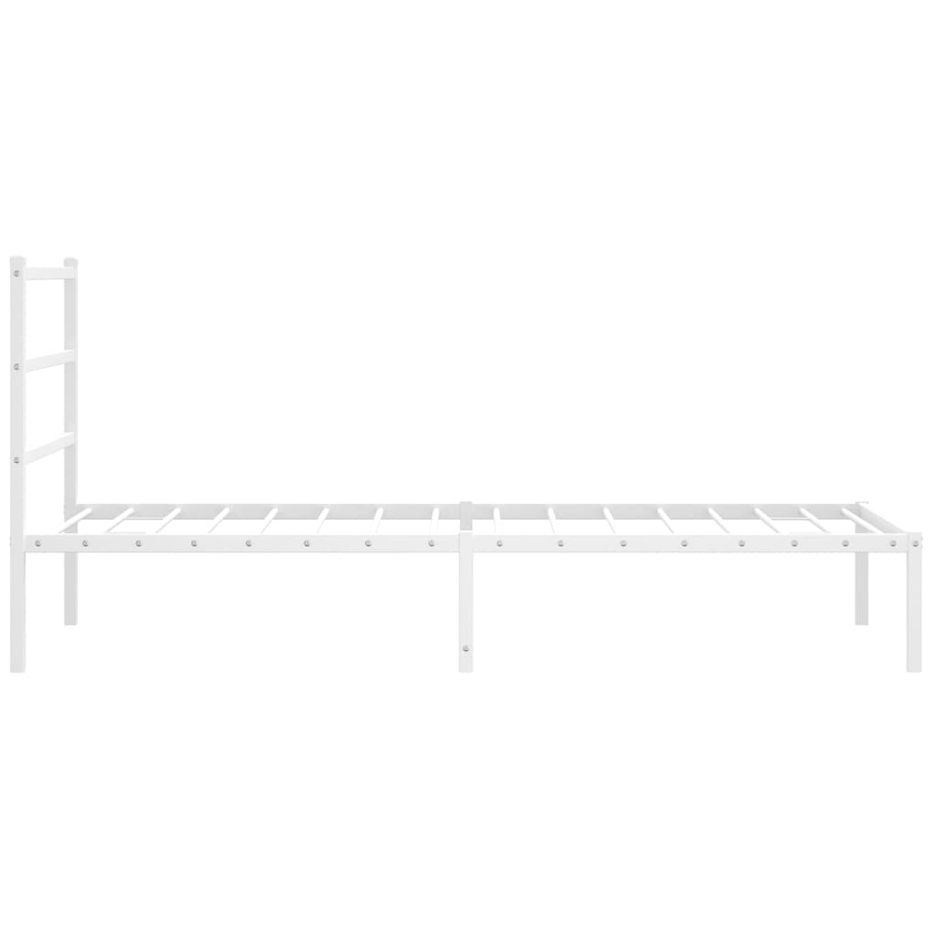 Sengeramme i metall med hodegavl hvit 107x203 cm