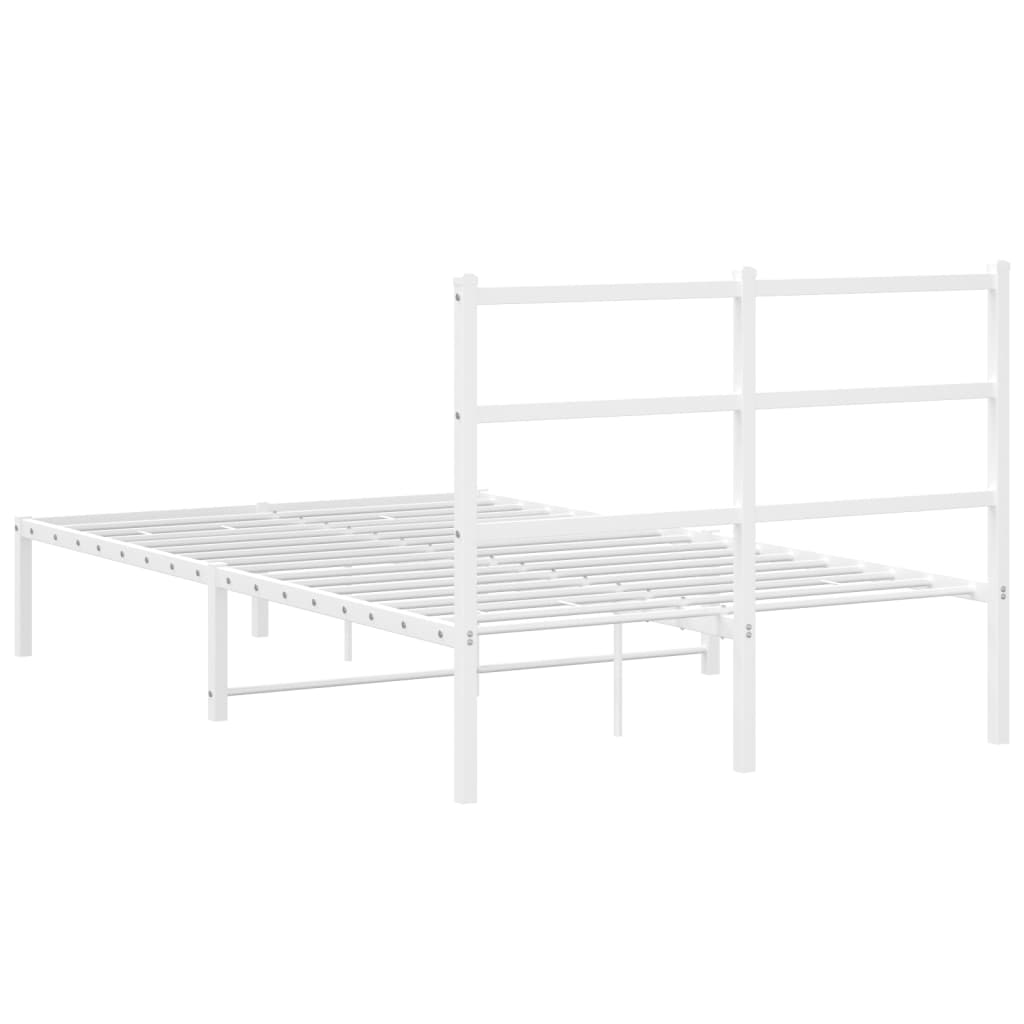 Sengeramme i metall med hodegavl hvit 120x190 cm
