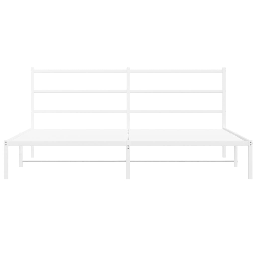 Sengeramme i metall med hodegavl hvit 183x213 cm