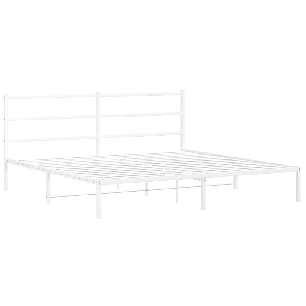 Sengeramme i metall med hodegavl hvit 193x203 cm