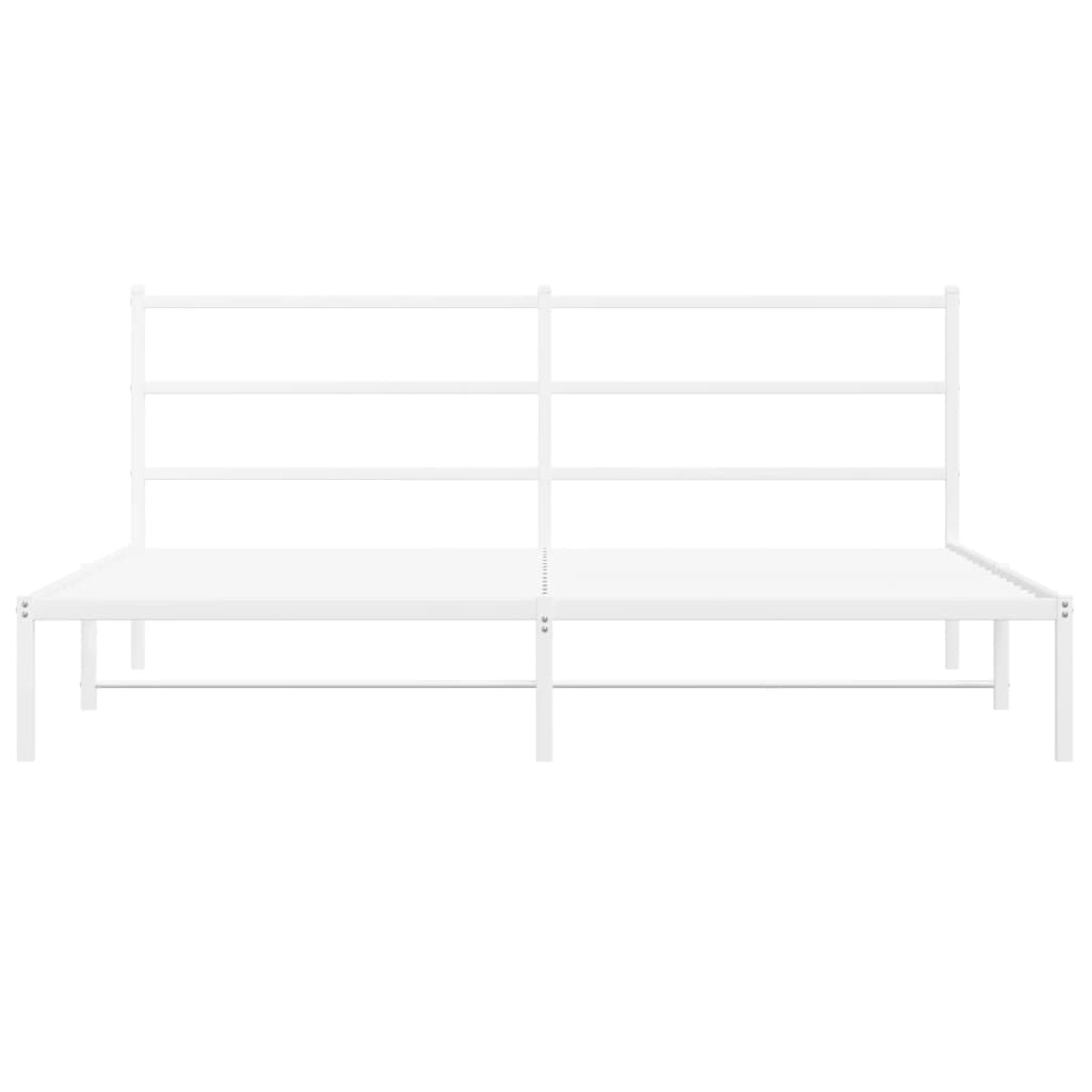 Sengeramme i metall med sengegavl hvit 200x200 cm