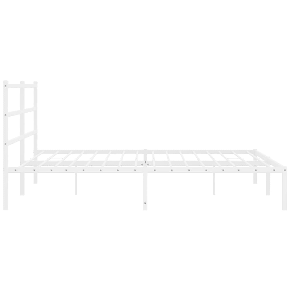 Sengeramme i metall med sengegavl hvit 200x200 cm