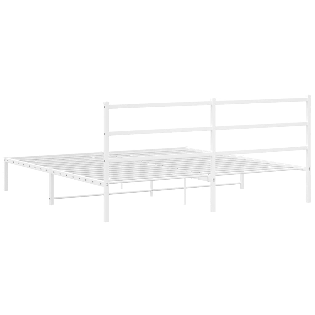 Sengeramme i metall med sengegavl hvit 200x200 cm
