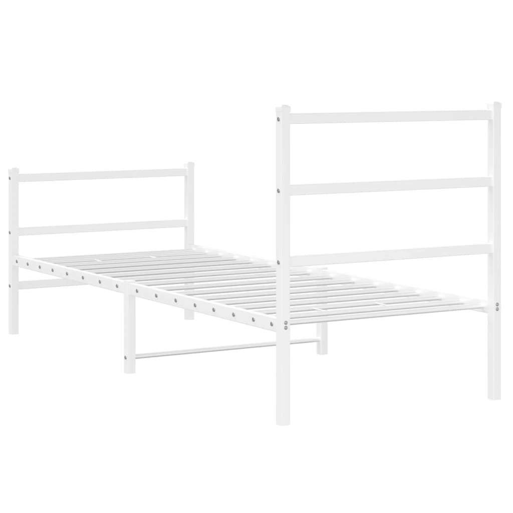 Sengeramme i metall med hode- og fotgavl hvit 80x200 cm