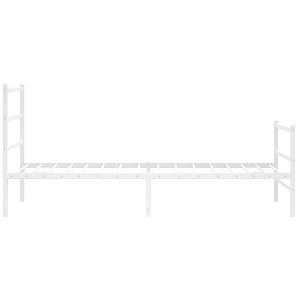 Sengeramme i metall med hode- og fotgavl hvit 100x190 cm
