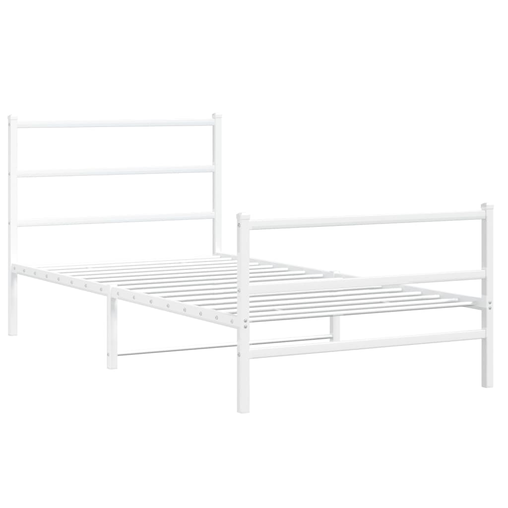 Sengeramme i metall med hode- og fotgavl hvit 100x200 cm