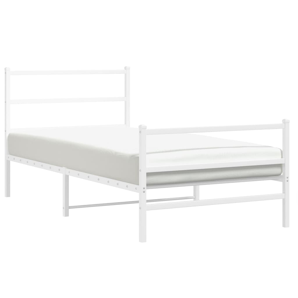Sengeramme i metall med hode- og fotgavl hvit 100x200 cm