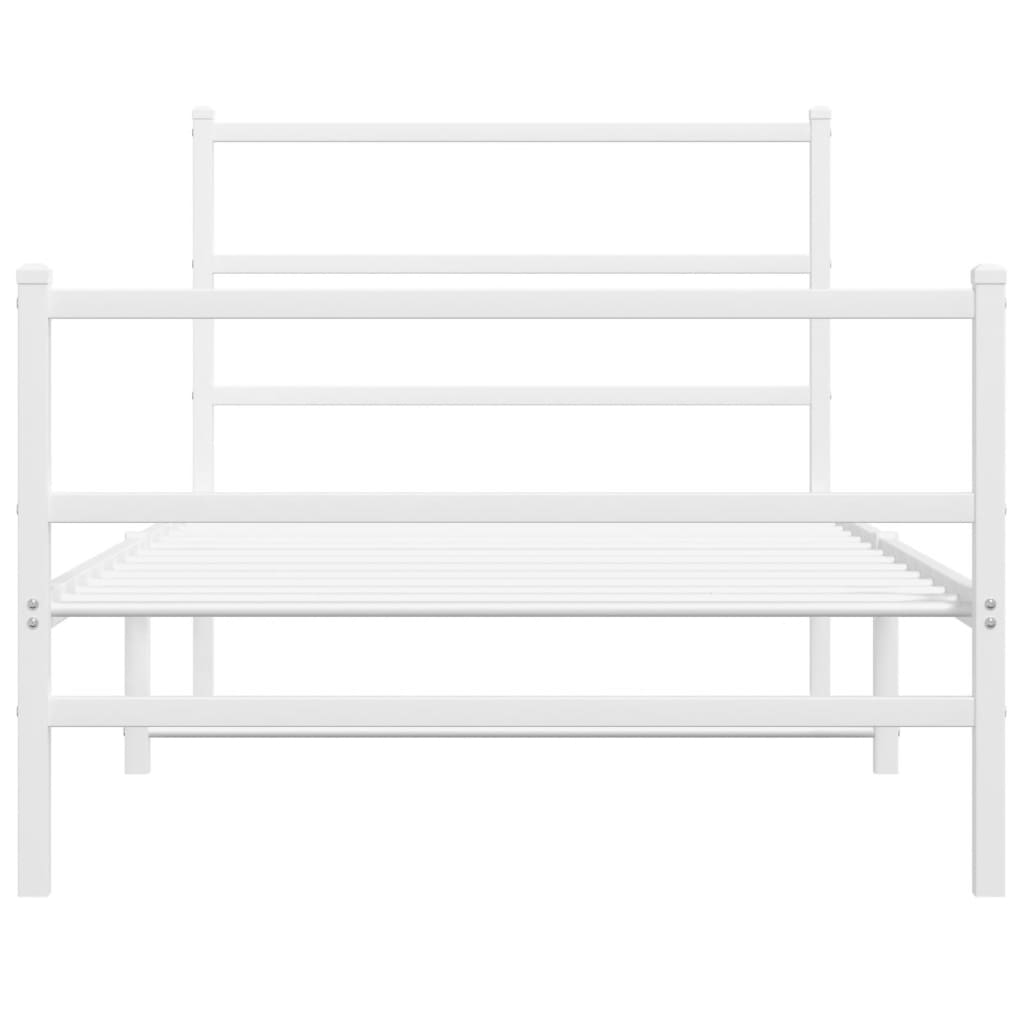 Sengeramme i metall med hode- og fotgavl hvit 100x200 cm