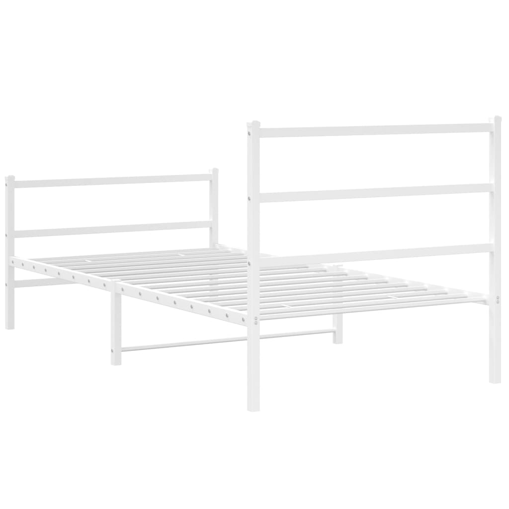 Sengeramme i metall med hode- og fotgavl hvit 100x200 cm